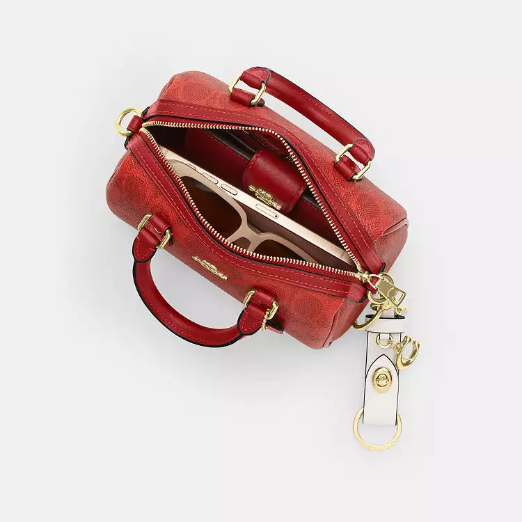Coach Mini Rowan Crossbody Bag In Signature Canvas CEY63 Canvas/Gold/Crimson