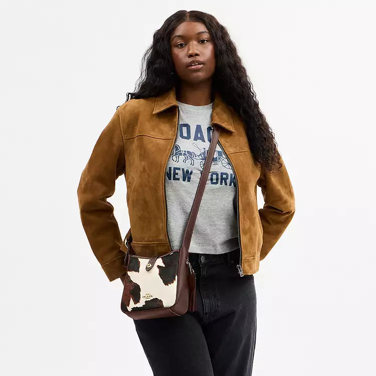 Coach Hadley Mini Crossbody Bag With Cow Print And Tassel CCE14