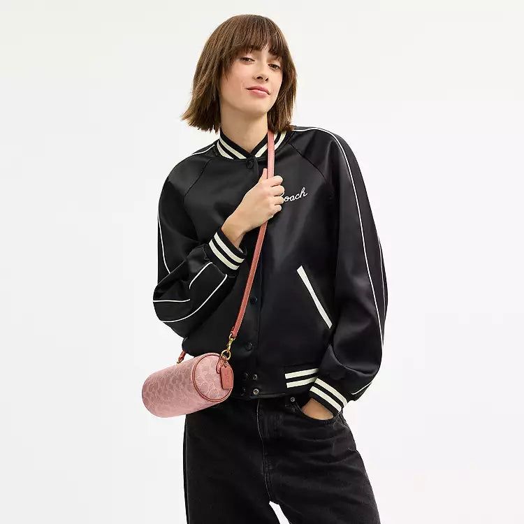 COACH NWT CDY79 Barrel Bag In Signature Melon Pink Crossbody Shoulder Bag