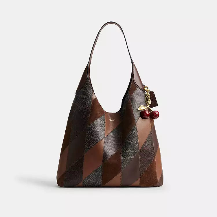 Coach Brooklyn CCC19 XL Snakeskin Patchwork Shoulder Bag 39 In Maple Multi