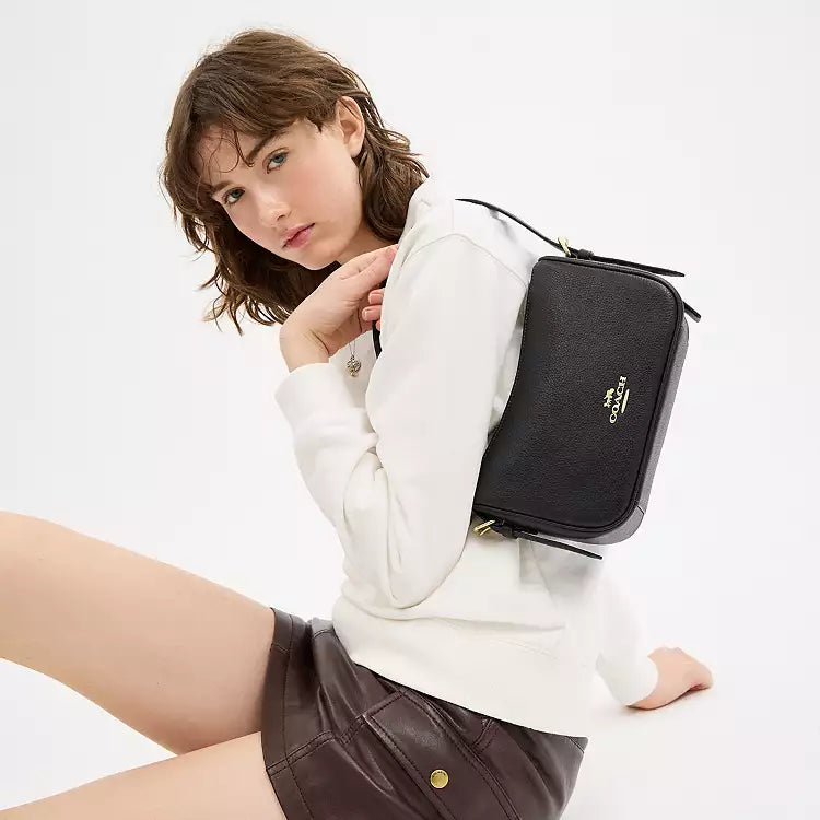 Coach Kailey Leather Shoulder Bag CY707 Pebbled Leather/Gold/Black