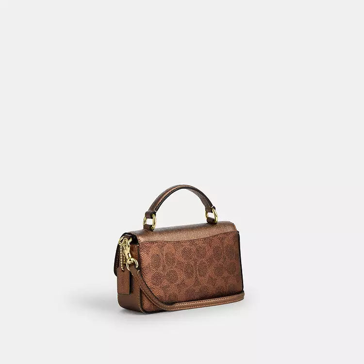 Coach Mini Josie Top Handle Bag In Signature Canvas CCK68 Brown/Copper - The Tiny Bag