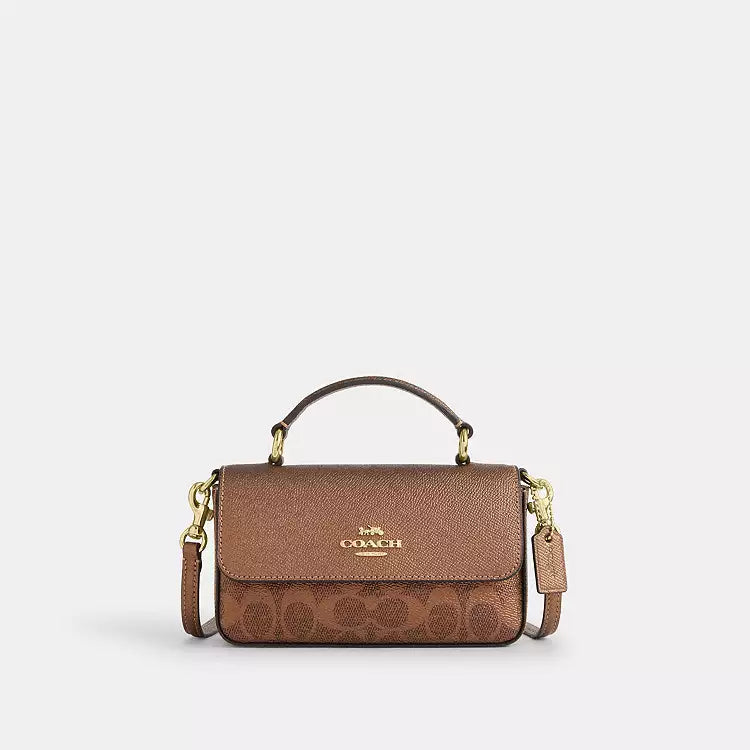 Coach Mini Josie Top Handle Bag In Signature Canvas CCK68 Brown/Copper - The Tiny Bag