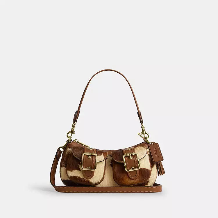 Coach Ashton Shoulder Bag In Haircalf With Cow Print CDW47 cow printed haircalf
