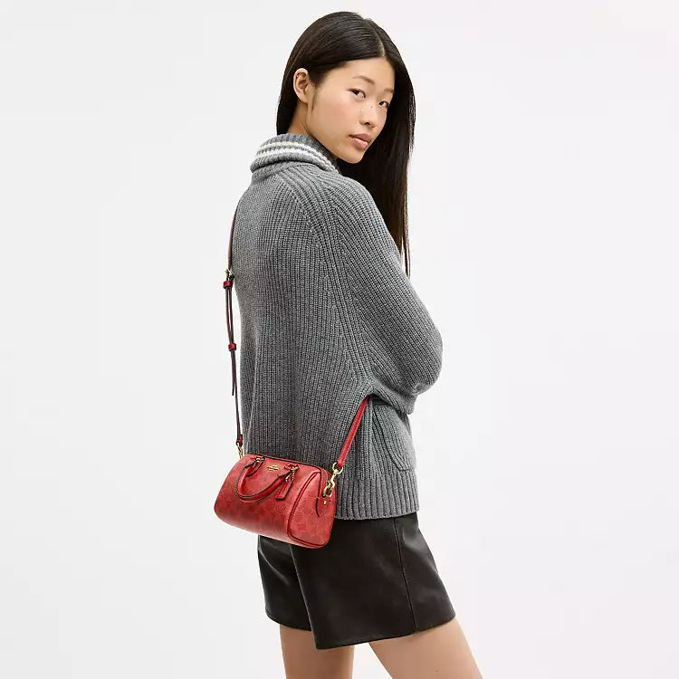 Coach Mini Rowan Crossbody Bag In Signature Canvas CEY63 Canvas/Gold/Crimson