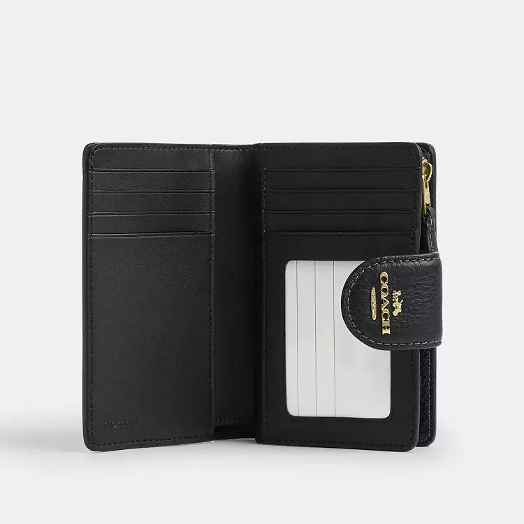 Coach Medium Corner Zip Wallet With Leopard Print Gold/Leopard CBT25