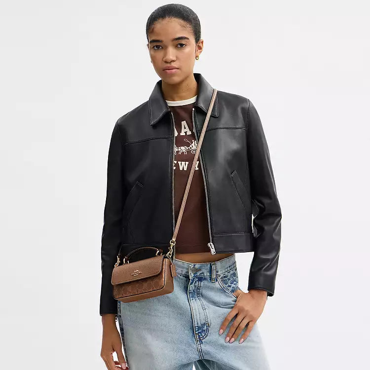 Coach Mini Josie Top Handle Bag In Signature Canvas CCK68 Brown/Copper - The Tiny Bag