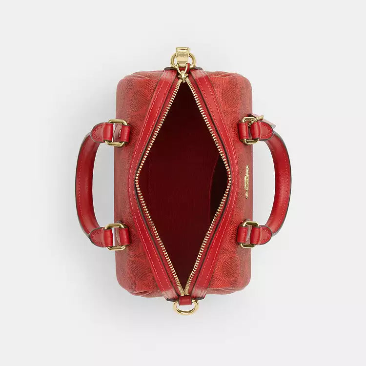 Coach Mini Rowan Crossbody Bag In Signature Canvas CEY63 Canvas/Gold/Crimson