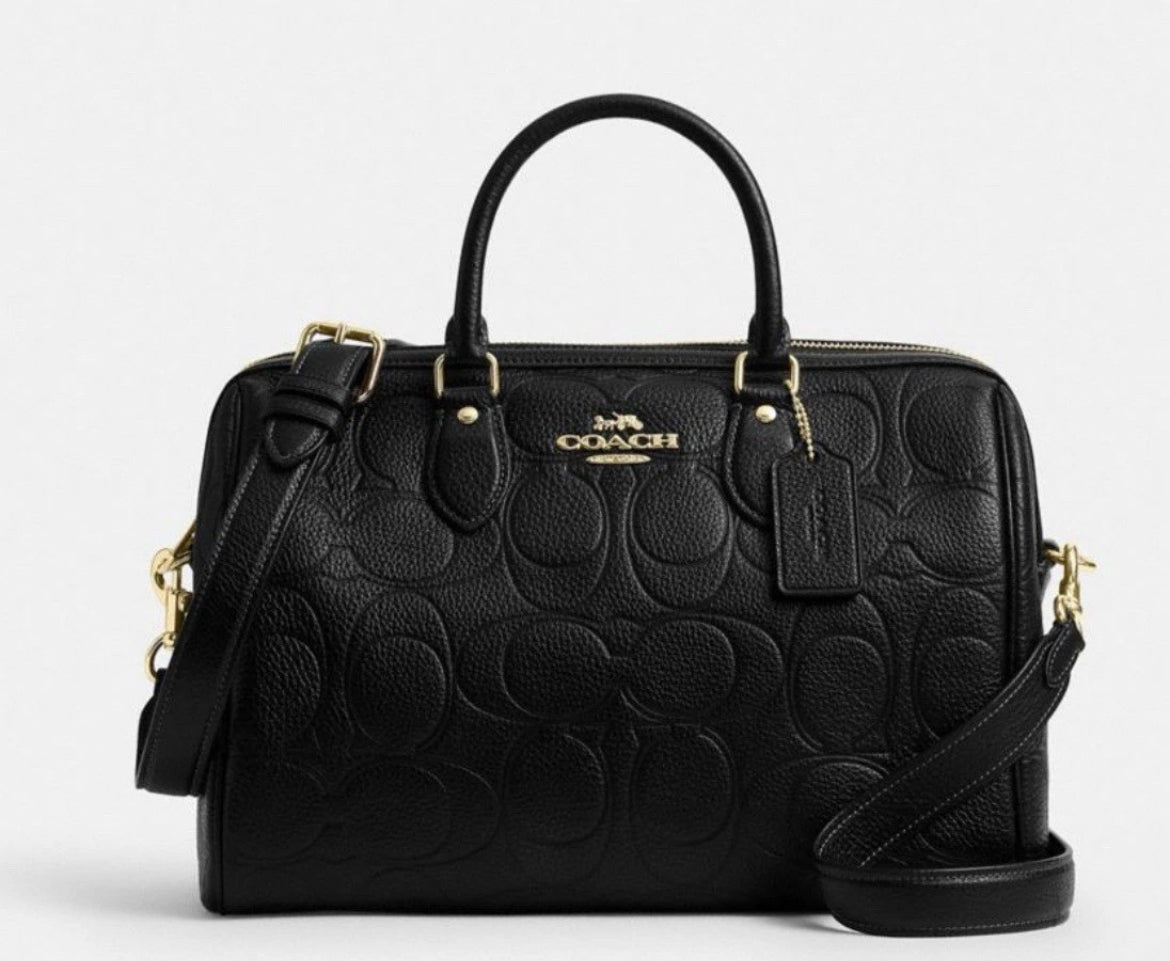 Coach Rowan Large Satchel Bag In Signature Leather CCD53 BLACK Gold