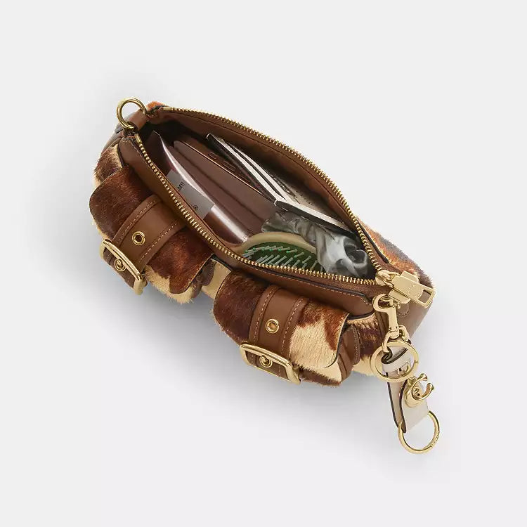 Coach Ashton Shoulder Bag In Haircalf With Cow Print CDW47 cow printed haircalf
