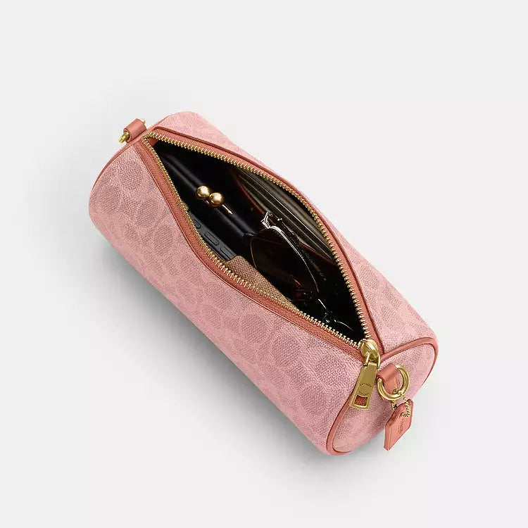 COACH NWT CDY79 Barrel Bag In Signature Melon Pink Crossbody Shoulder Bag