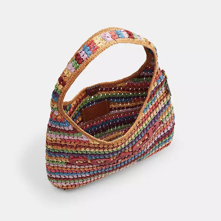Coach Brooklyn Large Multi Straw Shoulder Bag 34 CDZ40 BRASS/MULTI