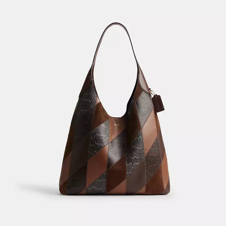 Coach Brooklyn CCC19 XL Snakeskin Patchwork Shoulder Bag 39 In Maple Multi
