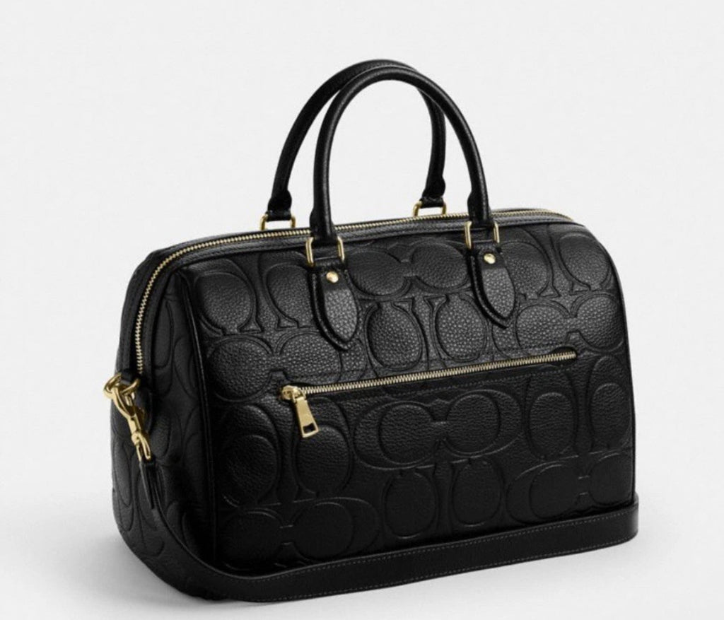 Coach Rowan Large Satchel Bag In Signature Leather CCD53 BLACK Gold