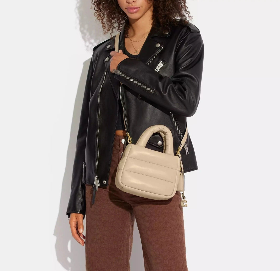 Coach Nappa leather Mini Pillow Tote Bag CL592 Ivory