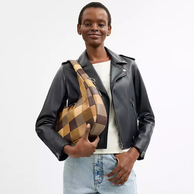 Coach Alter Ego Crescent Shoulder Bag Checkerboard CCX57 Brown Tan Coachtopia