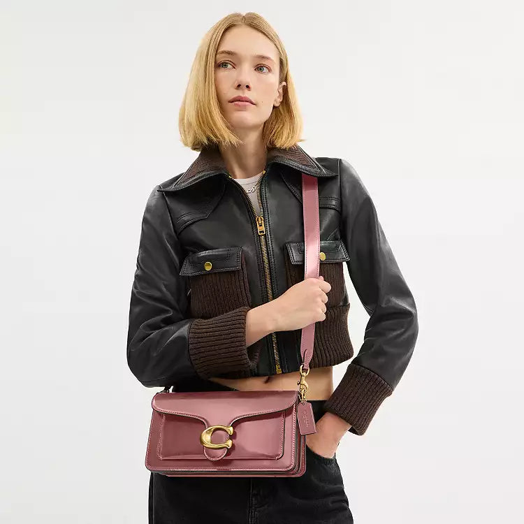 Coach Tabby Shoulder Bag 26 Crossbody in Leather/Brass/Peony CW631 - The Tiny Bag
