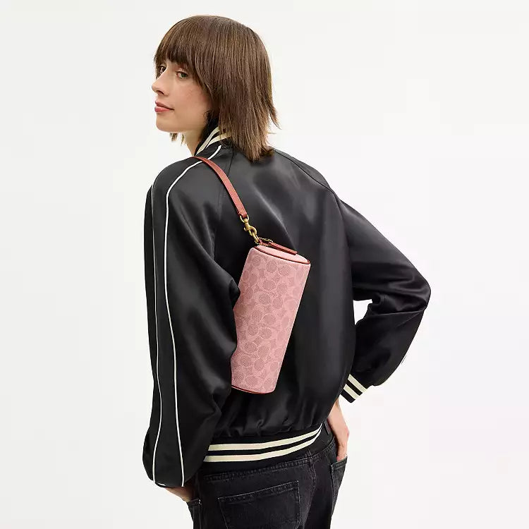 COACH NWT CDY79 Barrel Bag In Signature Melon Pink Crossbody Shoulder Bag