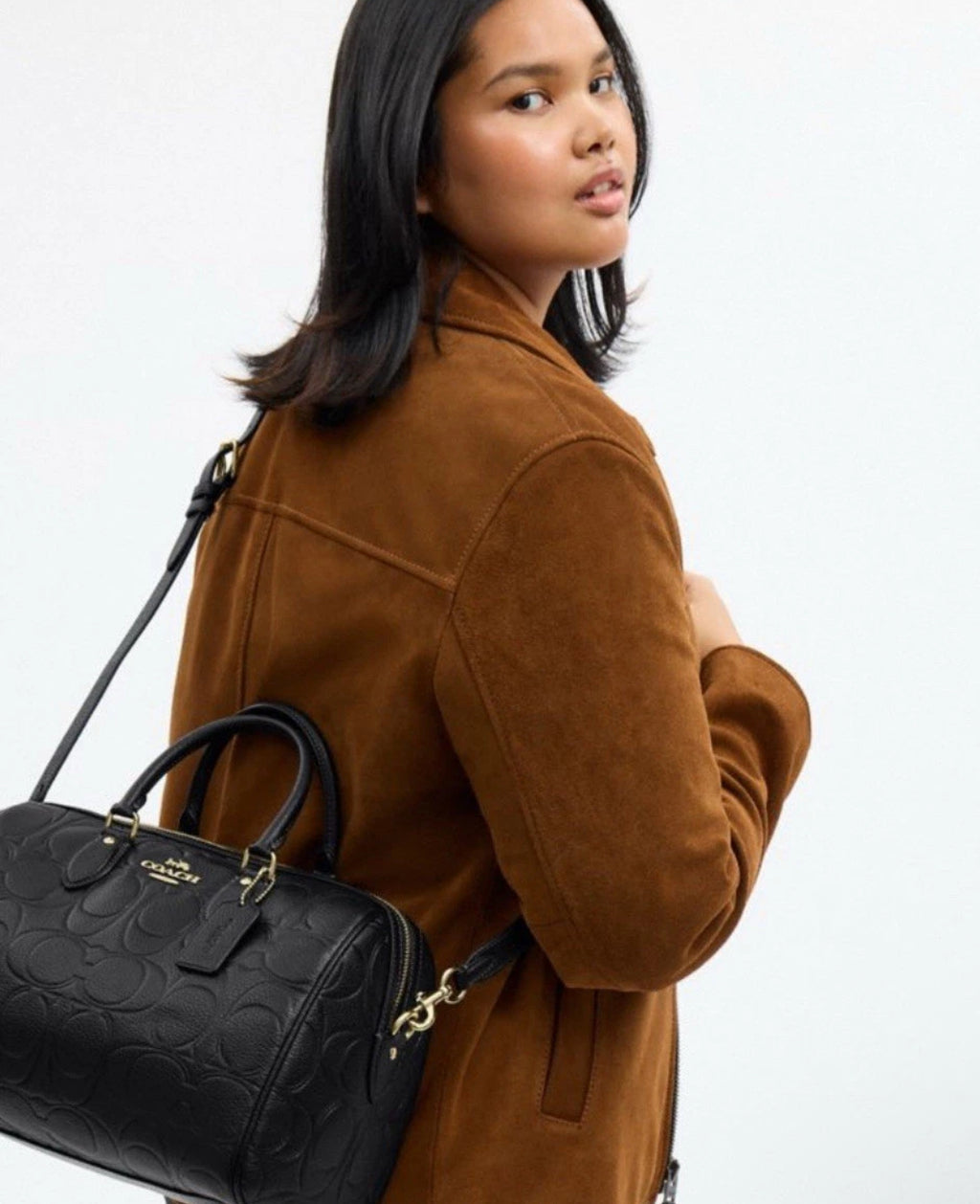 Coach Rowan Large Satchel Bag In Signature Leather CCD53 BLACK Gold