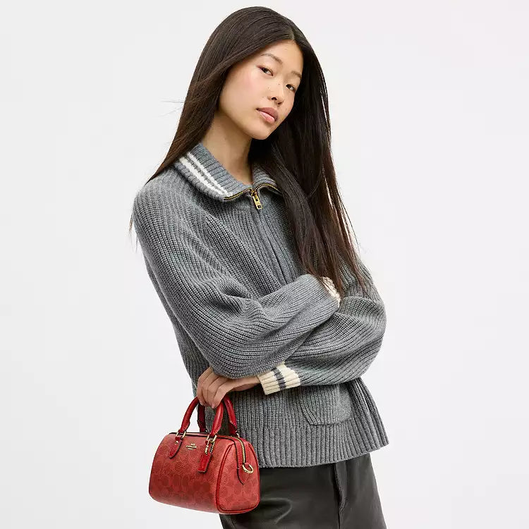 Coach Mini Rowan Crossbody Bag In Signature Canvas CEY63 Canvas/Gold/Crimson