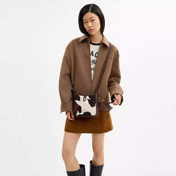 Coach Hadley Mini Crossbody Bag With Cow Print And Tassel CCE14