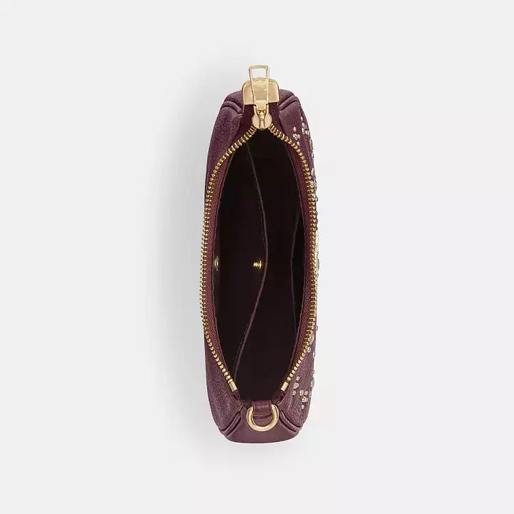 Dark wine Coach CCE43 Teri Mini Crossbody Bag with crystal accents, leather shoulder bag by The Tiny Bag.