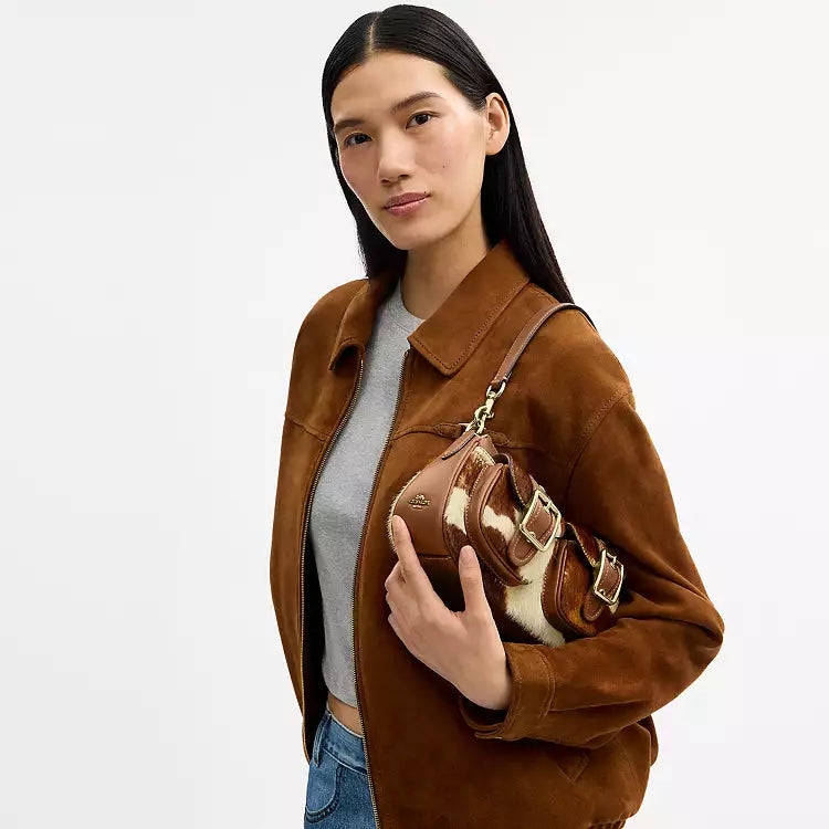 Coach Ashton Shoulder Bag In Haircalf With Cow Print CDW47 cow printed haircalf