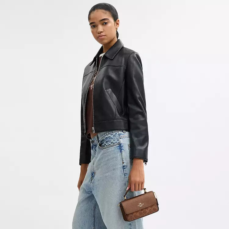 Coach Mini Josie Top Handle Bag In Signature Canvas CCK68 Brown/Copper - The Tiny Bag