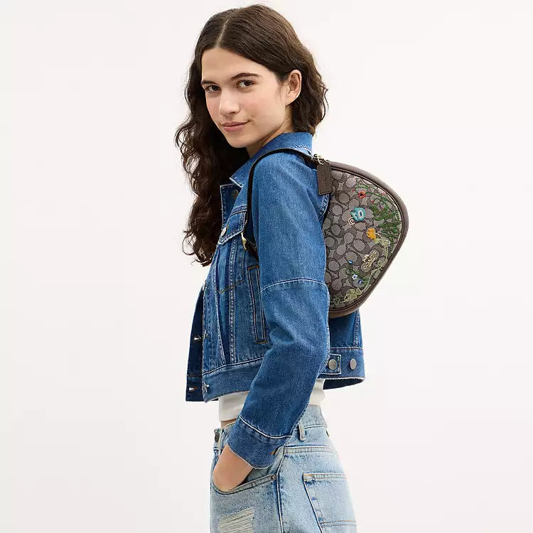 Coach Emily Shoulder Bag In Signature Jacquard With Floral Embroidery CDX19