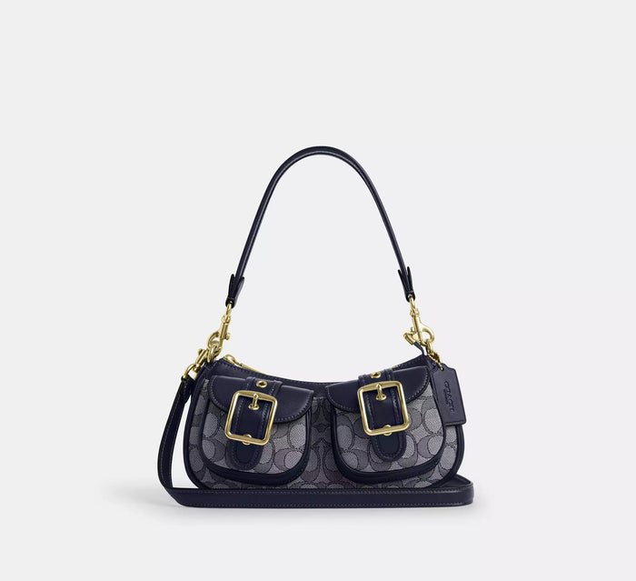 COACH Ashton Bag In Signature Jacquard CBJ00 Gold/Navy/Midnight Navy