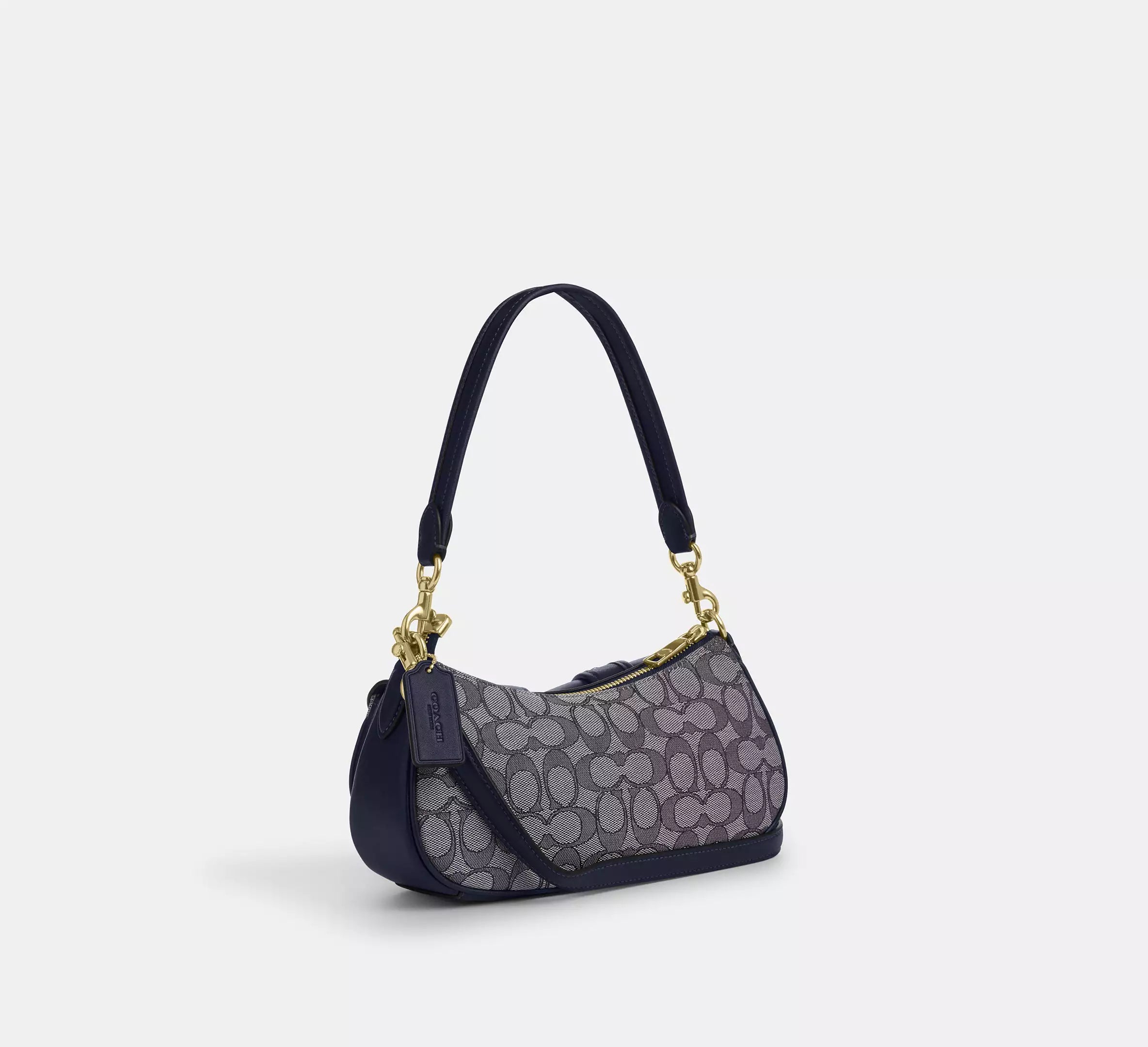 COACH Ashton Bag In Signature Jacquard CBJ00 Gold/Navy/Midnight Navy - The Tiny Bag