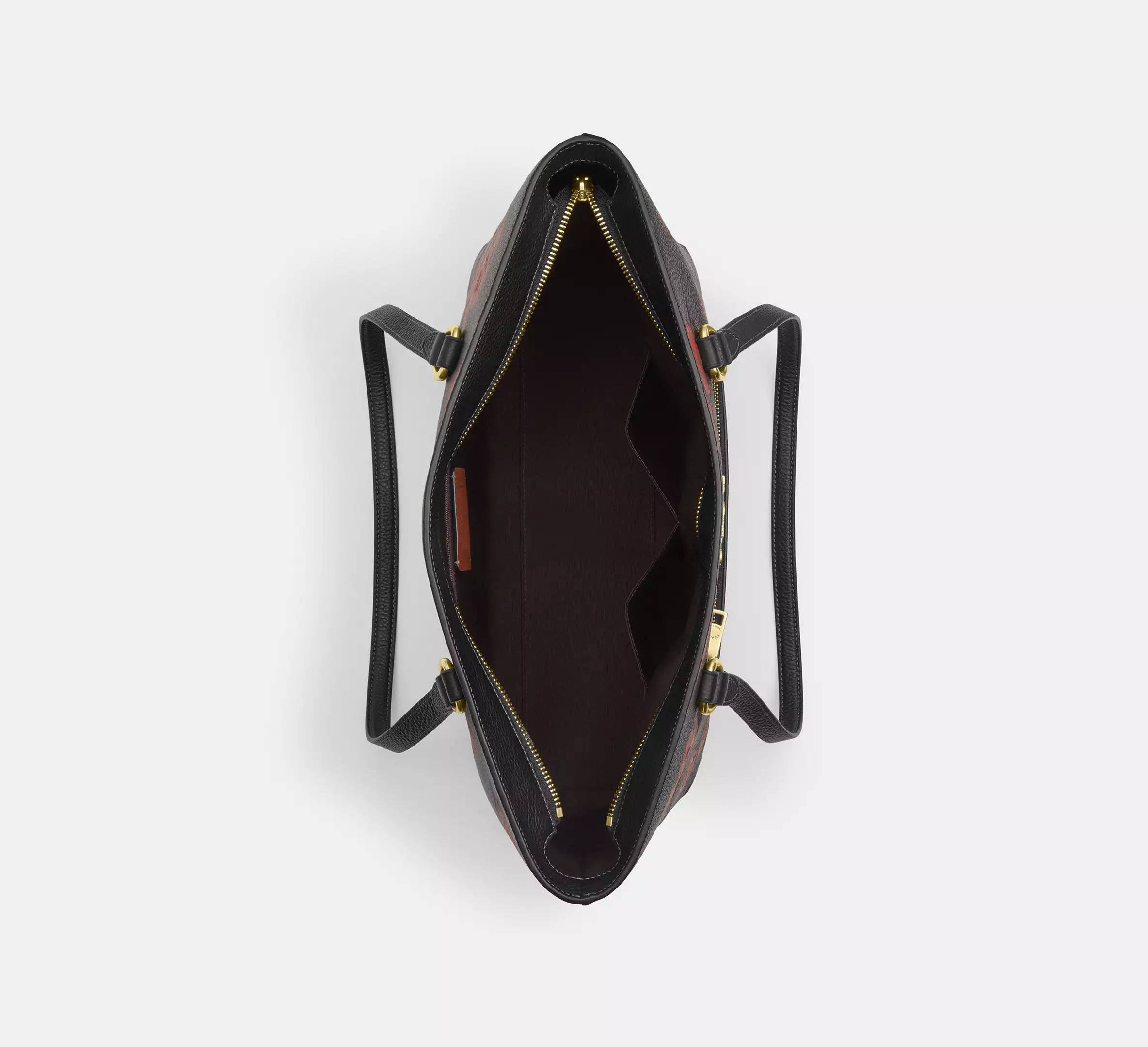 Coach Station Tote Bag With Floral Print CCE23 Black Red - The Tiny Bag