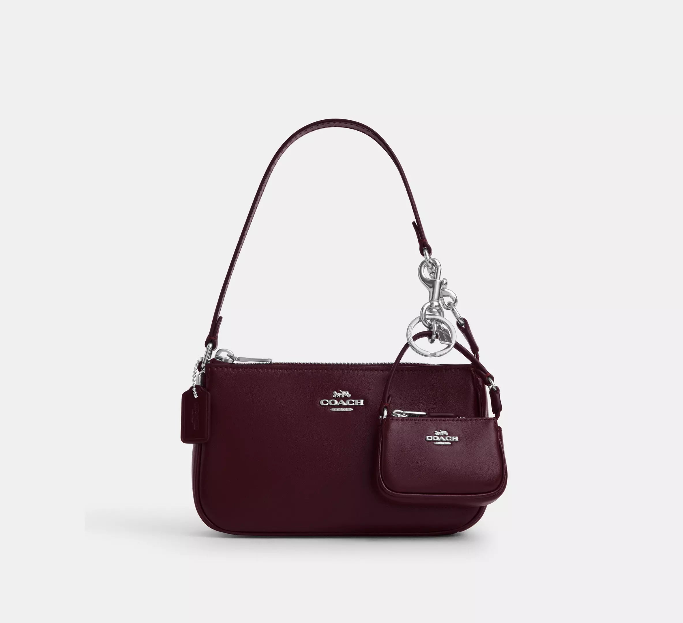 Coach Boxed Nolita 19 And Nolita Bag Charm Set In Leather/Silver/Dark Wine CCK95 - The Tiny Bag