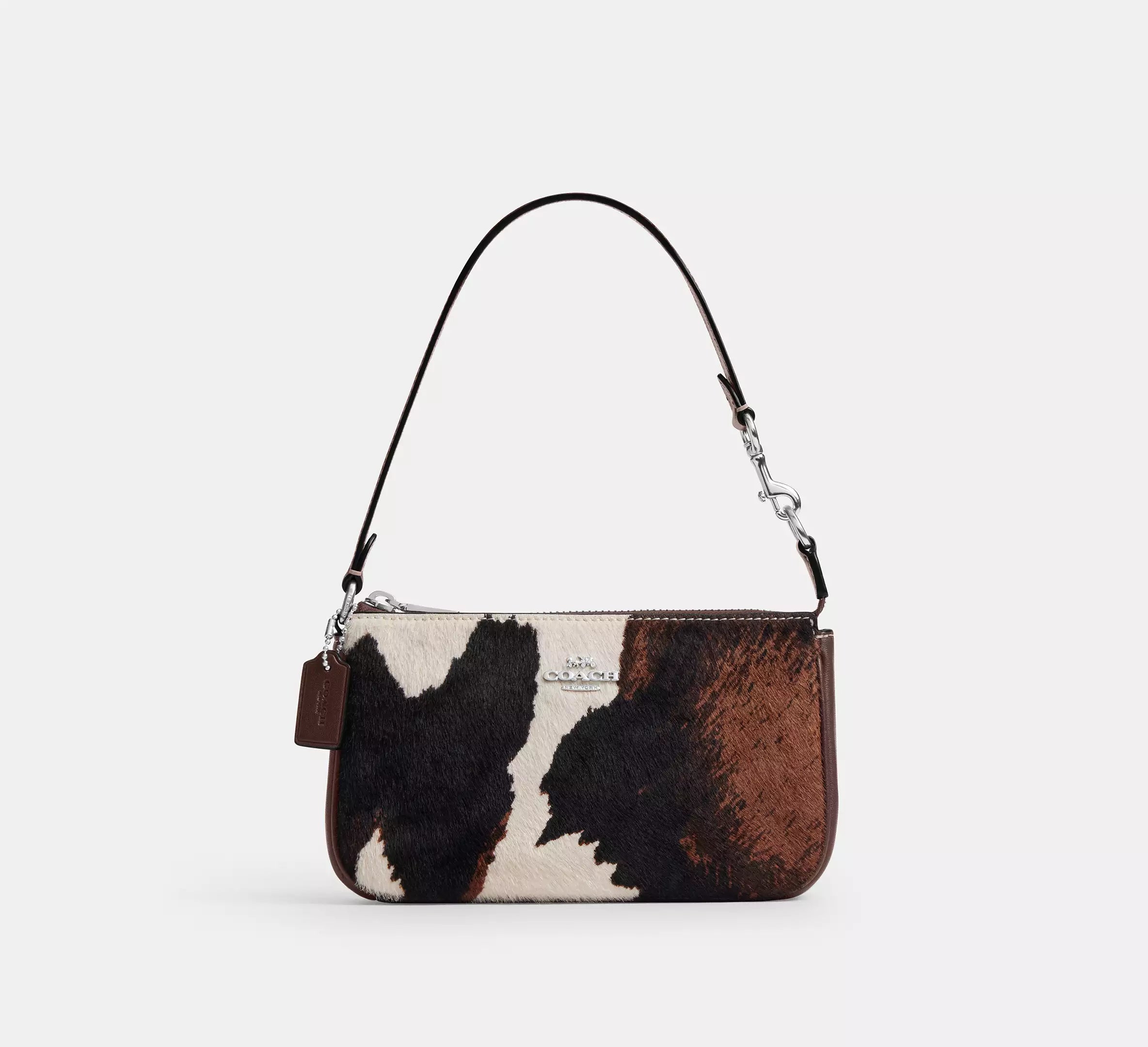 COACH Nolita 19 With Cow Print CCV61, cow printed haircalf/Sv/Cow Multi - The Tiny Bag