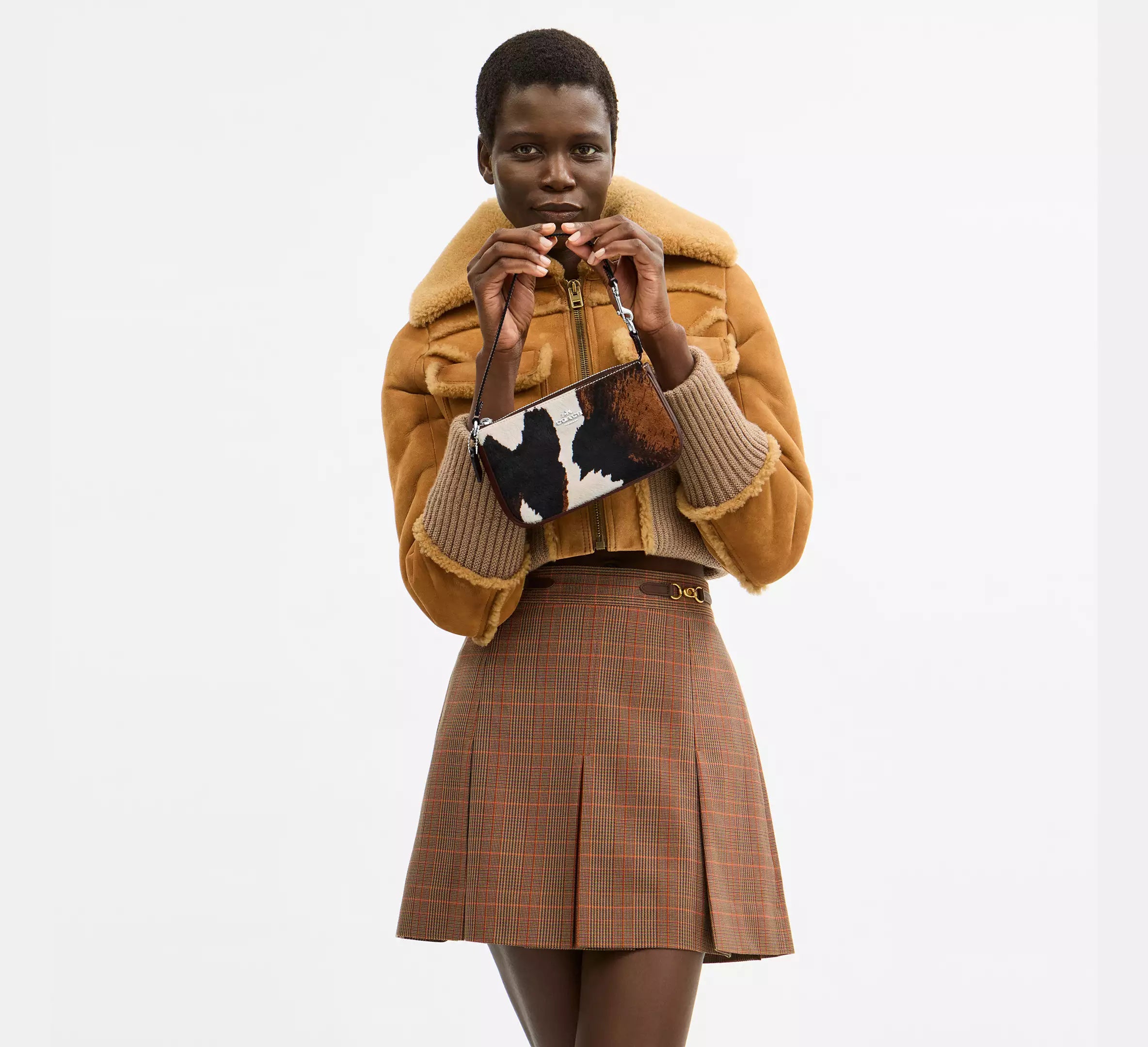 COACH Nolita 19 With Cow Print CCV61, cow printed haircalf/Sv/Cow Multi - The Tiny Bag