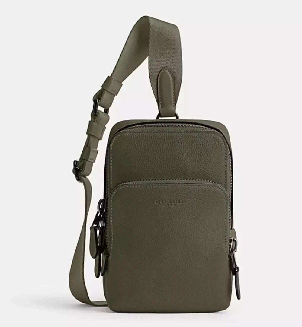 Coach Gotham Sling Pack 13 Army Green Leather Small Shoulder Bag CR849 - The Tiny Bag