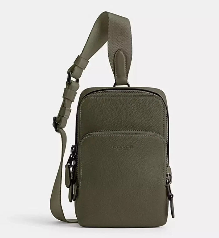 Coach Gotham Sling Pack 13 Army Green Leather Small Shoulder Bag CR849