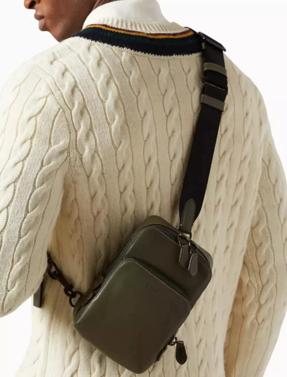 Coach Gotham Sling Pack 13 Army Green Leather Small Shoulder Bag CR849 - The Tiny Bag